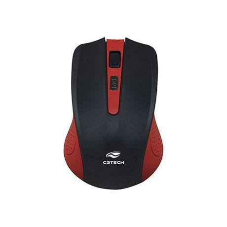 Mouse USB Sem Fio 1000dpi C3Tech - Vermelho