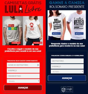 Golpes no WhatsApp prometem camisetas de Lula e Bolsonaro