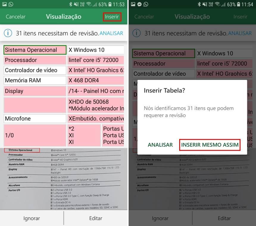 Como converter um documento impresso em uma planilha do Excel